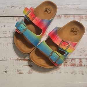 Rainbow Glitter Footbed Sandals